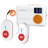 CallToU Caregiver Pager Wireless Call Button Call Bell Vibration Nurse Call System 1000FT with Digital Display Low Power Reminder for Elderly Monitoring/Patient/Disabled/Home/Office