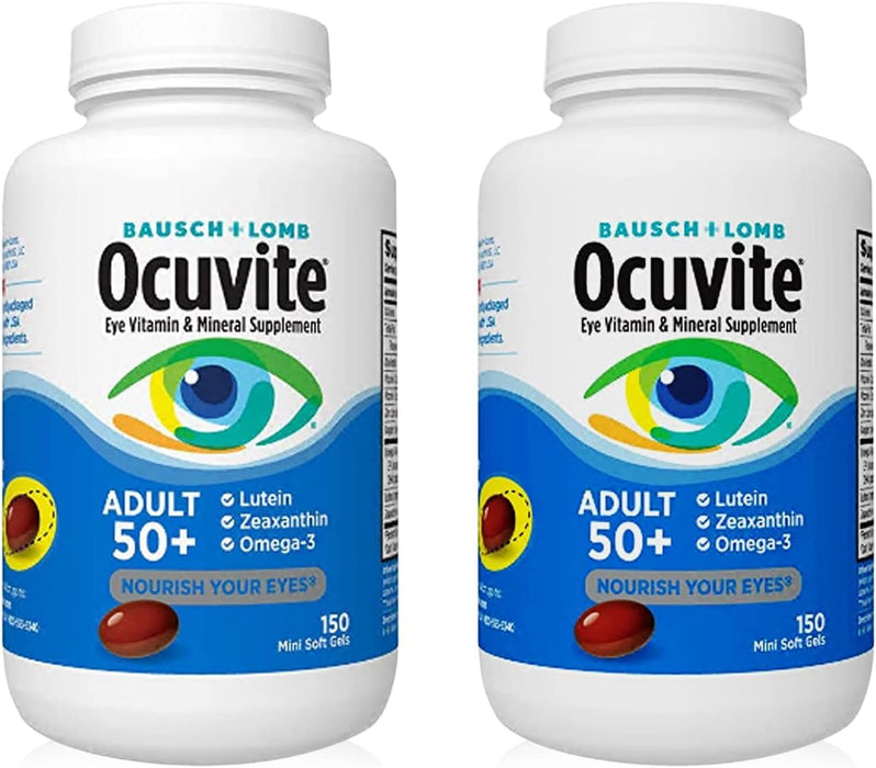 Adult 50+ Eye Vitamin & Mineral，with Lutein, Zeaxanthin, Omega-3, zinc, Copper, Vitamin C and Vitamin E. 150 Softgels (2 Pack)