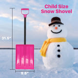 Kids Snow Shovel for Child Age 2-10 Years Old, Plastic Small Snow Shovel with Lightweight Handle, Sturdy 31.5" Snow Shovel Gifts for Kids Boys Girls Snow Fun, Pink