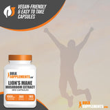 BULKSUPPLEMENTS.COM Lion's Mane Mushroom Capsules - Lion's Mane Extract, Lions Mane Supplement Capsules, Lion's Mane Capsules - for Immune Health, Vegan, 2 Capsules per Serving, 360 Veg Capsules