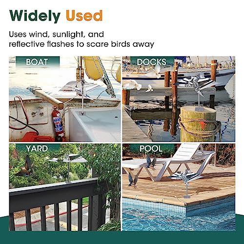 2 Pack Windmill Bird Repellent Reflectors, Spinner Bird Deterrent, Bird Repellent Devices Outdoor to Keep All Birds Away Like Woodpecker and Pigeon