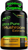 Organic Mushroom Supplement Extracts of Lions Mane Cordyceps Chaga Reishi Turkey Tail Maitake Shiitake Capsules - Natural Vitamins Minerals Antioxidants Supplement - Made in The USA