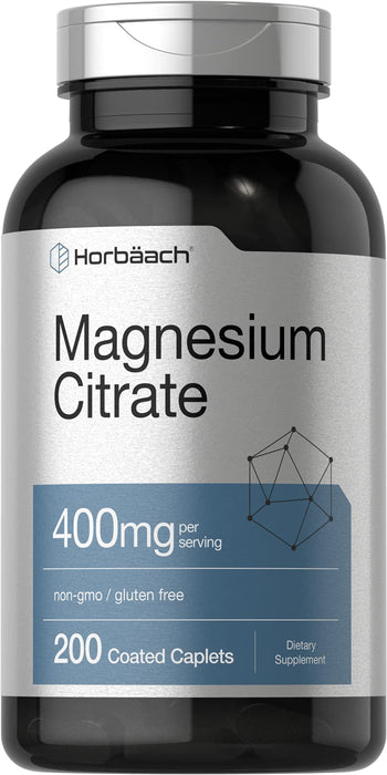 Magnesium Citrate Caplets | Vegetarian, Non-GMO, and Gluten Free Supplement | by Horbaach