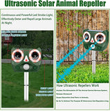 Solar Powered Animal Repellent, Ultrasonic Animal Repeller Waterproof Bird Deterrent Outdoor Cat Repellent, Squirrels Deterrent wirh Motion Sensor for Deer, Fox, Rabbits, Raccoons, Rats, Wild Pigs