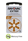 Rayovac Extra Advanced, size 312 Hearing Aid Battery (pack 60 pcs)