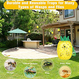 Wasp Traps Outdoor Hanging, Bee Traps Repellent Yellow Jacket Catchers Killer for Outside, Hornet Deterrent Wasp Trap Non-Toxic Reusable Hanging Traps Pineapple Shape (2 Pack, Yellow)