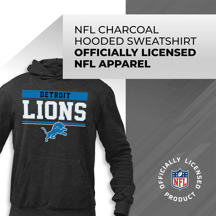 Team Fan Apparel NFL Adult Gameday Charcoal Hooded Sweatshirt - Cotton & Polyester - Stay Warm & Represent Your Team in Style (Detroit Lions - Black, Adult XX-Large)