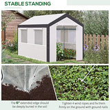 Outsunny 10' L x 7' W x 7' H Outdoor Walk-in Tunnel Greenhouse, Garden Warm Hot House with Roll Up Windows, Zippered Door, and Weather Cover, White/Dark Grey