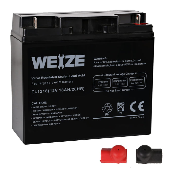 WEIZE 12V 18AH Battery Sealed Lead Acid Rechargeable SLA AGM Batteries Replaces UB12180 FM12180 6fm18, Universal