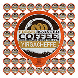 Fresh Roasted Coffee, Ethiopian Yirgacheffe Kochere, Medium Roast, Kosher, K-Cup Compatible, 72 Pods