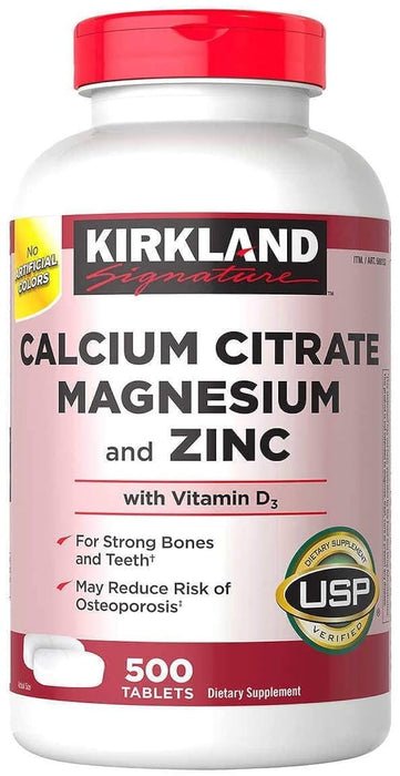 Kirkland Signature Calcium Citrate Magnesium and Zinc, 500 Tablets