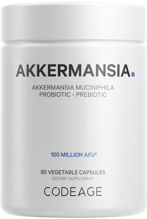 Codeage Akkermansia Muciniphila Probiotic Supplement - 3-Month Supply of Akkermansia Probiotic & Chicory Inulin - Daily Synbiotic Probiotic Chicory Root - 100 Million AFUs - Gluten-Free - 90 Capsules