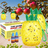 Wasp Traps Outdoor Hanging, Bee Traps Repellent Yellow Jacket Catchers Killer for Outside, Hornet Deterrent Wasp Trap Non-Toxic Reusable Hanging Traps Pineapple Shape (2 Pack, Yellow)