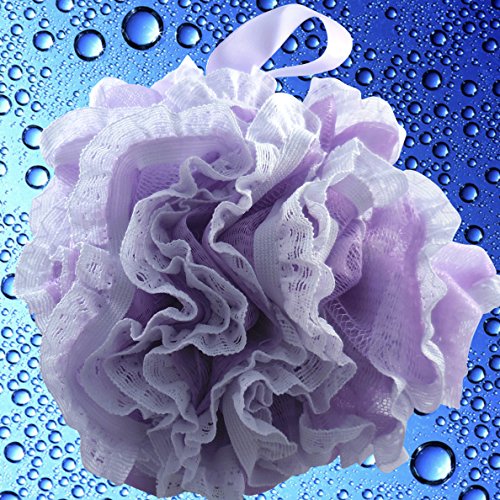 Loofah-Bath-Sponge Lace-Mesh-Set >> 2-Scrubs-in-1 by Shower Bouquet: Large Full 60g Pouf (4 Pack Spa Colors) Body Luffa Loofa Loufa Puff - Exfoliate, Cleanse Skin with Luxurious Bathing Accessories