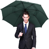 G4Free 62 Inch Automatic Open Golf Umbrella Extra Large Oversize Double Canopy Vented Windproof Waterproof Stick Umbrellas(Dark Green)