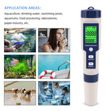 Pool Salt Tester & PH Meter, Hofun Digital Salinity Meter and PH Tester for Pool Saltwater and Drinking Water, 5 in 1 Salinity PH Temp EC and TDS Meter Swimming Pool Hot Tub Spas, High Accuracy