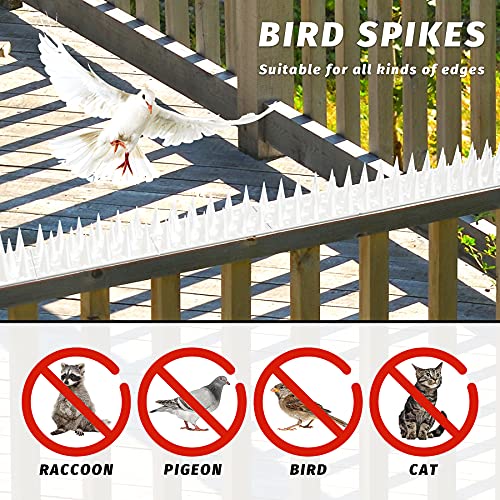 Grovind Birds Spikes Anti Climb Spikes Plastic Spikes to Defence Cat, Racoon and Small Animals Apply to Fences, Roof Keep Birds Away