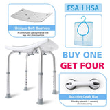 HSA/FSA Eligible Shower Chair for Inside Shower, Waterproof Shower Stool for Inside Shower with Free Grab Bar, Tool-Free Shower Seat for Bathtub, Adjustable Shower Chair for Elderly by SOUHEILO