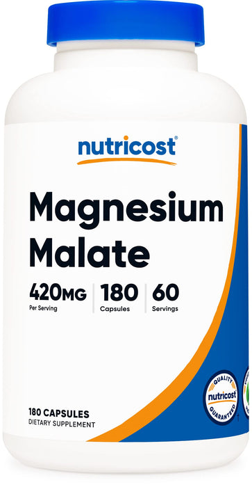 Nutricost Magnesium Malate 420mg, 180 Capsules - 420mg of Magnesium Per Serving, 60 Servings - Vegetarian, Non-GMO, Gluten Free