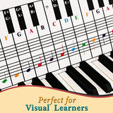 Piano and Keyboard Note Chart, Use Behind the Keys, Ideal Visual Tool for Beginners Learning Piano or Keyboard, Easy to Set Up, for any Medium to Full Size Piano or Keyboard, Cover Four Octaves