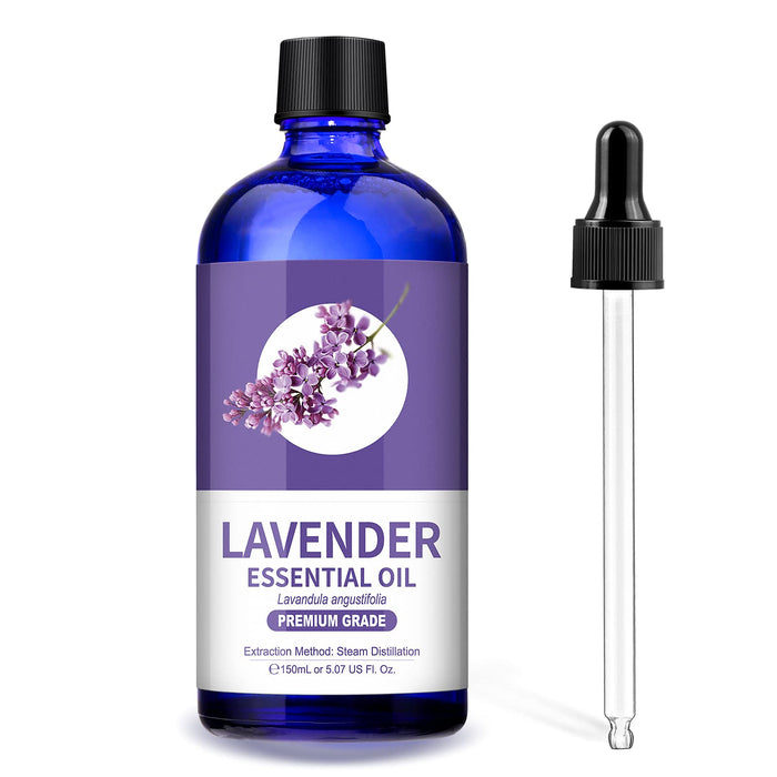 LagunaMoon Pure Lavender Essential Oil - 150mL, Undiluted, Aromatherapy, Soothing Scent, Skin Care, Hair, Relaxation