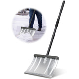 Snow Push Shovel for Driveway, Heavy Duty Aluminum Snow Shovel - 67" Long Handle Ergonomic Metal Snow Removal Shovel, Portable for Car Trunk Home Garage Backyard Walkway Parking