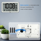 WallarGe Auto Set Digital Wall Clock Battery Operated, Desk Clocks with Temperature, Humidity and Date, Large Display Digital Calendar Alarm Clock for Elderly, Bedroom, Office, 8 Time Zone, Auto DST.