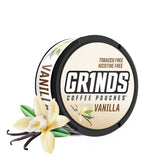 Grinds Coffee Pouches | 10 Cans of Vanilla | 18 Pouches Per Can | 1 Pouch eq. 1/4 Cup of Coffee (Vanilla)