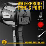 Durapower Rechargeable Spotlight, 200000 Lumen Super Bright LED Handheld Spotlight, IP68 Waterproof Spotlight Flashlight Portable Marine Boat