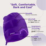Magic Gel Migraine Relief Cap | Migraine Mask & Headache Relief Cap | The Original Headache Cap | Cold, Comfortable, Dark & Cool; Endorsed by Physicians, Loved by Thousands - (Purple)