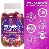 Probiotics for Women Gummy with Cranberry, 3 Billion CFU Guaranteed with 6 Diverse Strains, Womens Probiotic Gummies for Digestive, Vaginal pH, Urinary & Immune Health Support, Non-GMO - 120 Gummies
