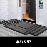 Gorilla Grip 100% Waterproof All-Season WeatherMax Doormat, Durable Natural Rubber, Stain and Fade Resistant, Low Profile, Indoor Outdoor Door Mats, Easy Clean Entrance Mat, 17x29, Navy Greek Keys