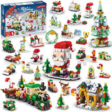 HOGOKIDS Christmas Advent Calendar Building Set - 2023 Countdown Playset 24 Collectible Surprises for Kids Christmas Toys Includes Santa Claus Tree Train House Blocks Boys Girls 6-12+ Year (1122 PCS)