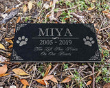 You Left Paw Prints on Our Hearts Pet Memorial Stones Personalized Headstone Grave Marker Absolute Black Granite Garden Plaque Engraved with Dog Cat Name Dates