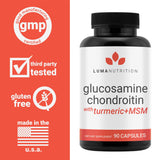 Luma Nutrition Glucosamine Chondroitin MSM - Turmeric, Boswellia - Premium Supplement - for Men and Women - Joint Supplement - 90 Capsules