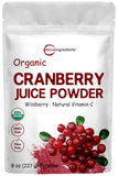 Sustainably US Grown, Organic Cranberry Juice Powder (Wild Cranberry Supplements Cold Pressed), 8 Ounce, Enhance Urinary Tract Cleanse & Prostate Health, Water Soluble and Pet Friendly