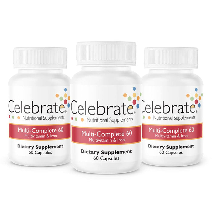 Celebrate Vitamins Multi-Complete 60 Bariatric Multivitamin with Iron Capsules, 60 mg of Iron, for Post-Bariatric Surgery Patients, 180 Count