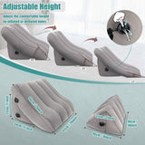 SAHEYER Inflatable Bed Wedge Pillow Set, 2 PCS Post Surgery Support Pillow for Back, Knees, Leg Pain Relief, Adjustable Sitting Pillows for Acid Reflux, Anti Snoring, Heartburn, GERD Sleeping, Grey