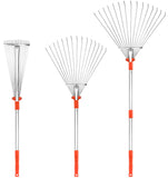 Buyplus Adjustable Garden Leaf Rake - 24 to 63 Inch Telescopic Metal Rake, Expandable Folding Leaves Rake for Lawn Yard, Flowers Beds and Roof