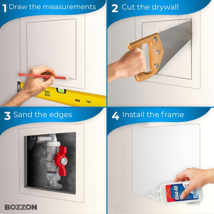 Access Panel for Drywall - 12x12 inch - Wall Hole Cover - Access Door - Plumbing Access Panel for Drywall - Heavy Durable Plastic White