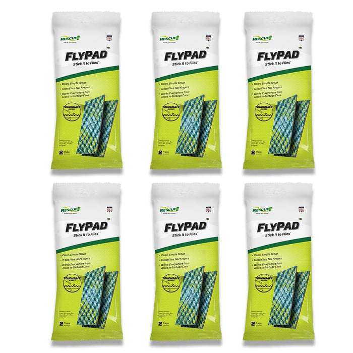 RESCUE! FlyPad – Sticky Fly Traps for Indoor & Outdoor Use - 6 Pack (12 Traps)