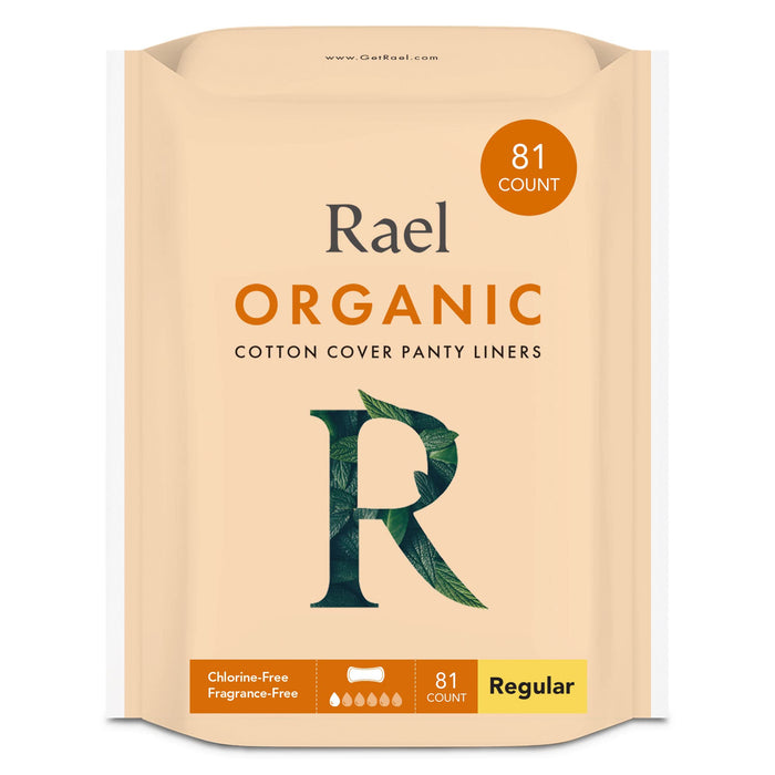 Rael Panty Liners for Women, Organic Cotton Cover - Regular Pantiliners, Light Absorbency, Unscented, Chlorine Free (Regular, 81 Count)