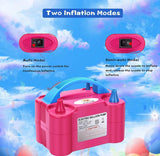 NuLink Electric Portable Dual Nozzle Balloon Blower Pump Inflation for Decoration, Party [110V~120V, 600W, Rose Red]