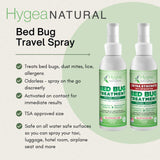 Lice and Bed Bug Spray, 2 Pack - 3 oz TSA Approved Travel Size – All Natural, Non Toxic, Child and Pet Safe - Odorless, Non Staining Flea and Tick Treatment – by Hygea Natural