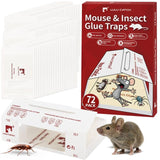 LULUCATCH Sticky Mouse Traps, 72 Pack Pre-baited Glue Traps, Foldable Bulk Non-Toxic Indoor Mouse Glue Boards for Insects, Snake, Lizard, & Spider, Pet Child Safe & Easy to Use Pest Control