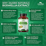 Zazzee Extra Strength Boswellia 10:1 Extract, 5000 mg Strength, 65% Boswellic Acid, 180 Vegan Capsules, 6 Month Supply, Concentrated and Standardized 10X Extract, 100% Vegetarian, All-Natural, Non-GMO