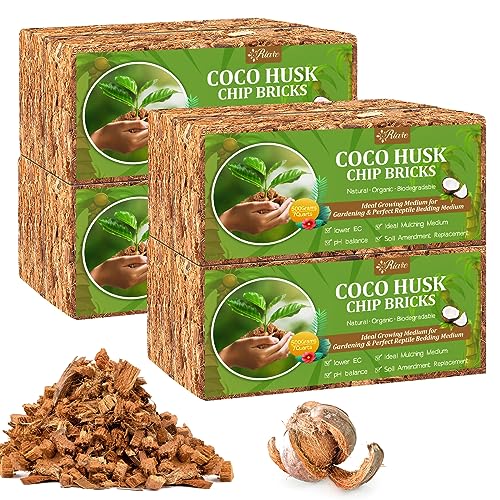 Riare 8 Pack Coco Chips Substrate for Plants- 8.8lb 100% Organic Coconut Husk Brick with Low EC and pH Balanced, High Expansion Coconut Substrate Coco Husk Mulch for Garden Flowers, Herbs, Planting