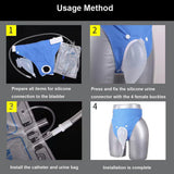 Urine Collection Bag Condom Catheters for Men Reusable Portable Silicone Urinal with 2 Urine Catheter Bags (Elderly Men Blue)