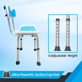 Bcareself Shower Seat for Inside Shower Narrow Bathtub Bath Stool with Back with Arms Shower Stool Shower Chairs for Seniors Elderly Disabled Handicap Height Adjustable Tool-Free Assembly