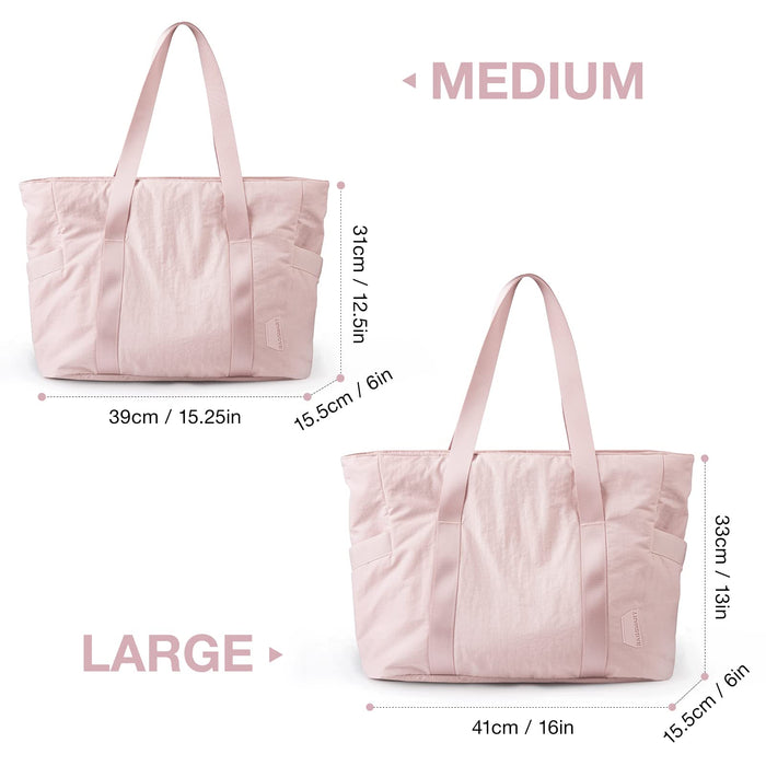 BAGSMART Tote Bag for Women Laptop Tote Bag Travel Tote Gym Yoga Bag Top Handle Handbag with Yoga Mat Buckle for Sports,College,Travel(Pink, Large)